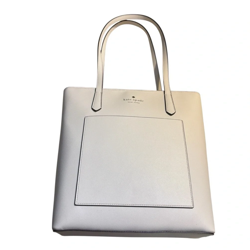 NWT Kate Spade Tote Parchment White Bag Saffiano PVC Daily K8662 Gold Logo NEW